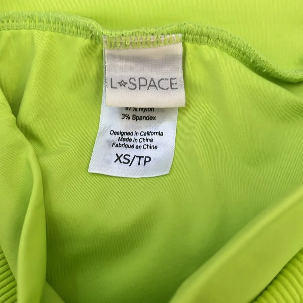 l*space High Waist Frenchi Bitsy Ribbed Acid Green Bikini Bottom XS‎